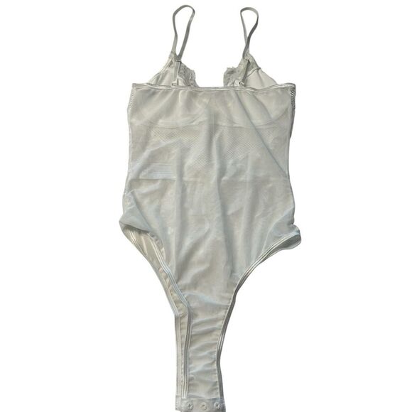Mesh & Lace Teddy Bodysuit White Bachelorette Party Going Out Outfit Size S New - Picture 6 of 8